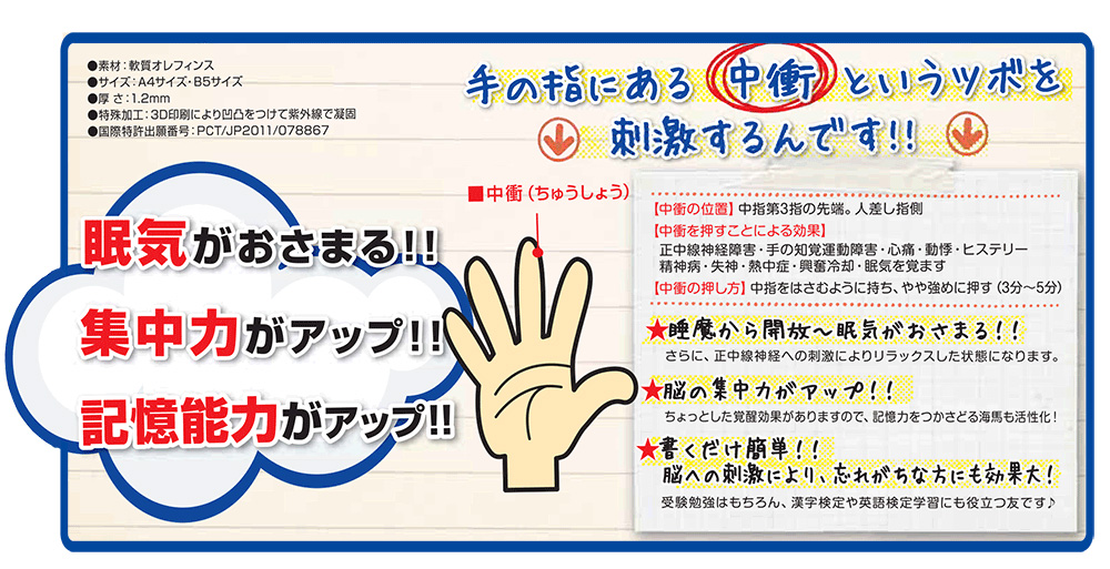 眠気がおさまる！集中力がアップ！記憶能力アップ！